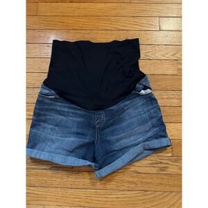 Target Maternity Denim Shorts Size S (4/6) Full Belly Panel Cuffed Hem